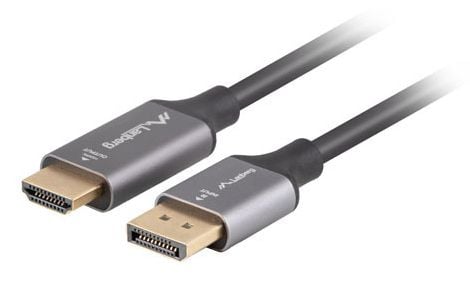 KABELDISPLAYPORT(M) ->HDMI(M) 1,8M 4K CZARNO-SREBRNY LANBERG