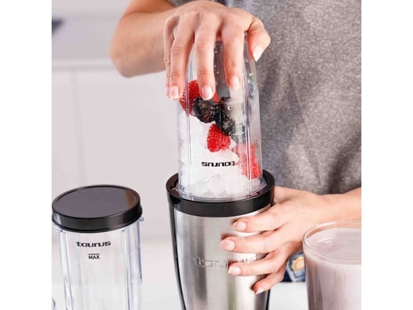 Taurus Shake & Go, Bærbar blender, 0,5 l, Pulsfunksjon, Isknusing, 800 W, Sort, Rustfritt stål, Gjennomsiktig