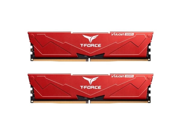 T-FORCE Vulcan - DDR5 - sett - 32 GB: 2 x 16 GB - DIMM 288-pin - 6000 MHz / PC5-48000 - CL30 - 1.35 V - ikke-bufret - on-die ECC - rød