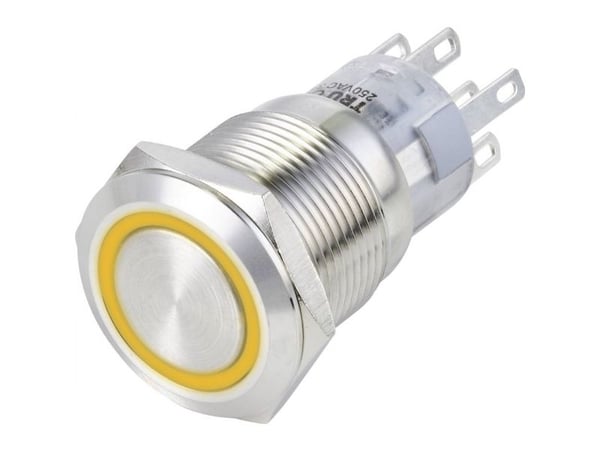 TRU COMPONENTS TC-13471352 Ilkivallankestävä painonappikytkin 250 V/AC 3 A 2 x On/(On) Painonappi Oranssi IP65 1 kpl 1 kpl