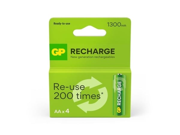 GP Batteries 201237, Oppladbart batteri, AA, Nikkelmetallhydrid (NiMH), 4 stykker, 1300 mAh