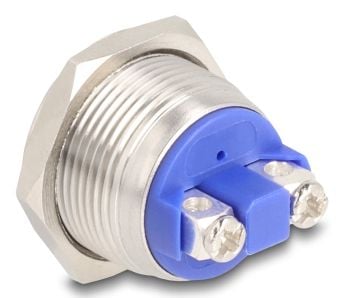 DeLOCK 22040, Painikekytkin, 2P, Nikkeli, Ruostumaton teräs, Kiilto, Hopea, IP65