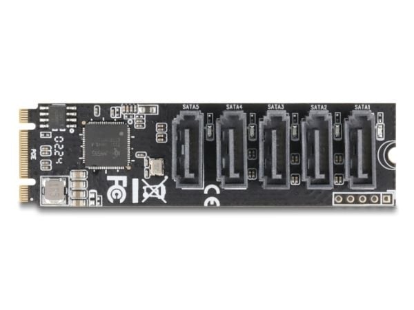 Delock M.2 2280 Key B+M Controls zu 5 x SATA -ohjausjärjestelmä