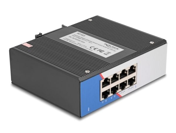 Delock - Switch - industriell - 8 x 10/100/1000 - DIN-skinnemonterbar