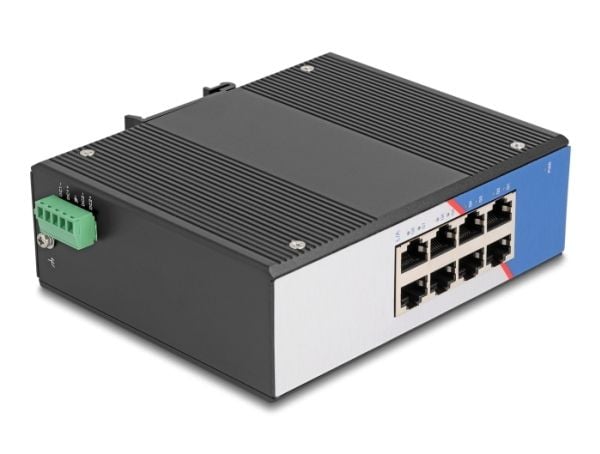 Delock - Switch - industriell - 8 x 10/100/1000 - DIN-skinnemonterbar