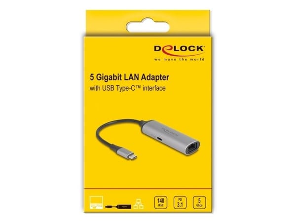 Delock - Nettverksadapter - USB 3.1 Gen 2 - 10M/100M/1G/2.5G/5G Gigabit Ethernet x 1 - antrasitt