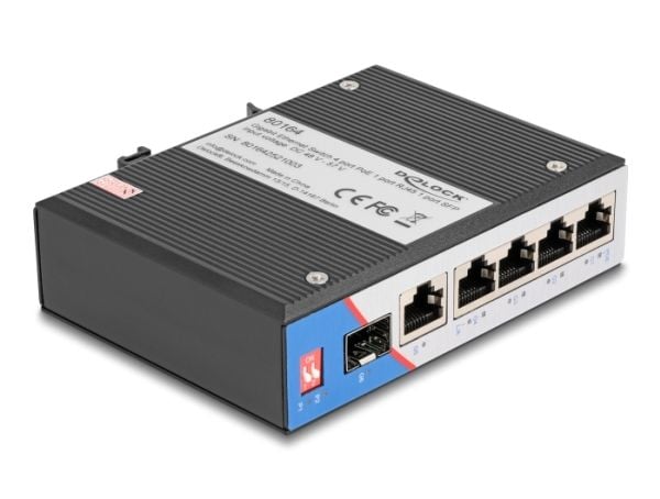DeLOCK 80164, Gigabit Ethernet (10/100/1000), Power over Ethernet -tuki, DIN rail