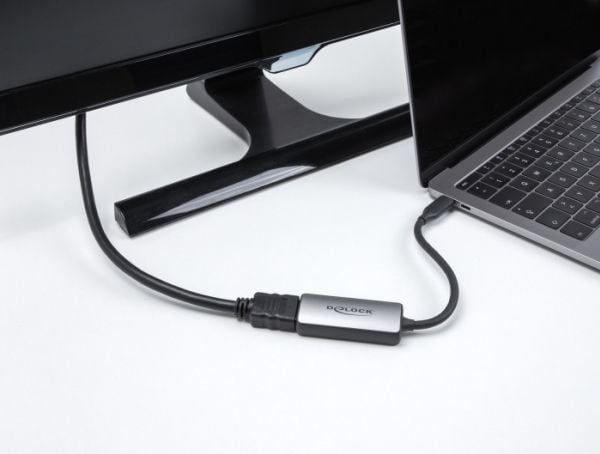 Delock - Adapterkabel - USB-C hann til HDMI hunn - 17 cm - grå - 8 K 60 Hz (7680 x 4320) støtte, HDR-støtte