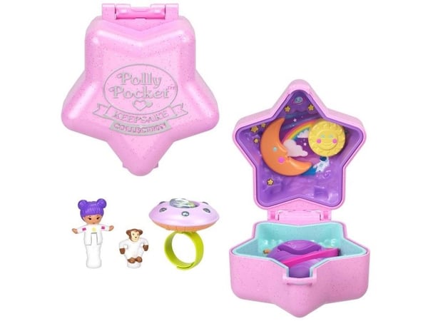 Mattel RING Polly Pocket-leke med ring og Keepsake-figur i Stardream Star-ringeske