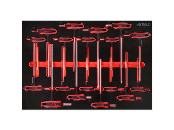 KS TOOLS Werkzeuge-Maschinen GmbH T-kahvainen kulmatappiavainsarja vaahtomuovisarjalla, 18 kpl (811.1018)