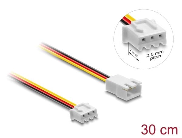 Delock - Forlengelseskabel for viftestrømforsyning - 3 pin internstr (hunn) til 3 pin internstr (hann) - 30 cm