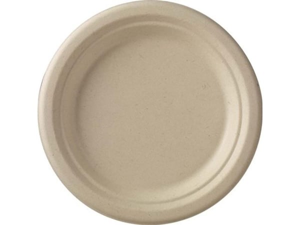 Tallerken Middag, Rund indvendig diameter 180.0 mm, biobaseret brun, Bagasse, pakke a 50 stk kasse a
