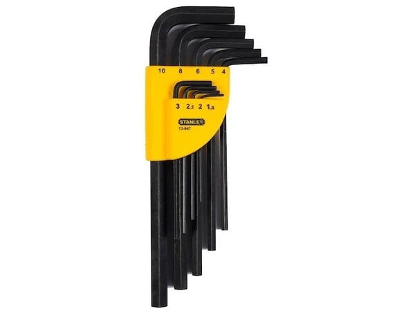 Stanley 1-13-947, L-muotoinen kuusiokoloavain, Metrinen, 9 kpl, Piikarbiditeräs, 1.5,2,2.5,3,4,5,6,8,10 mm