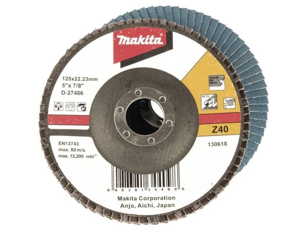 Makita - Klaffplate - for metall, rustfritt stål, ikke-jernholdig metall - 10 deler - 125 mm - grovkorn: Z40 - for Makita DLX3179TX1