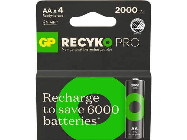 GP Batteries 201243, Oppladbart batteri, AA, Nikkelmetallhydrid (NiMH), 1,2 V, 4 stykker, 2000 mAh