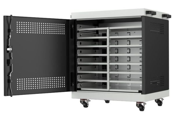 Lanview - Vagn (ladda, säkra och transportera) - för 16 notebooks / Chromebooks / tablets - låsbar - 1.2 mm stål - RAL 9005, svart - utmatning: AC ...