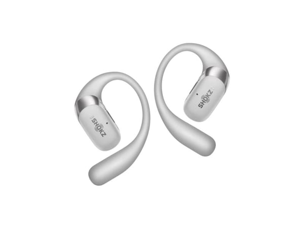 SHOKZ OpenFit 2+ - True wireless-hodetelefoner med mikrofon - åpent øre - over-øret-montering - Bluetooth - grå