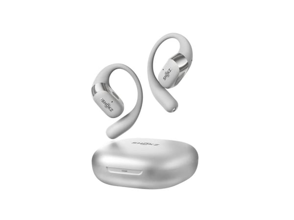 SHOKZ OpenFit 2+ - True wireless-hodetelefoner med mikrofon - åpent øre - over-øret-montering - Bluetooth - grå
