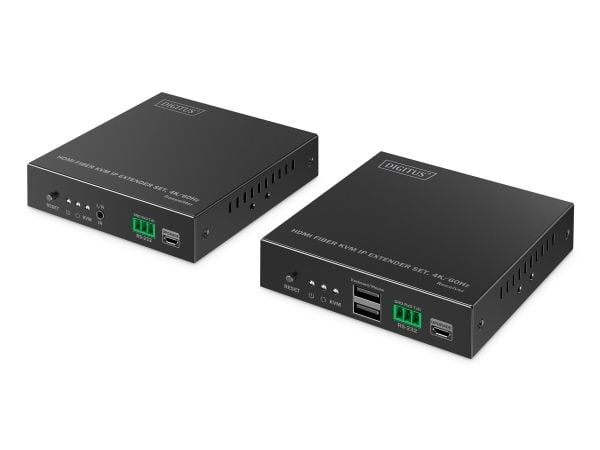 DIGITUS - Extender Set - KVM / lyd / seriell / USB-svitsj - HDMI, 1GbE, USB - over fiberoptikk - USB - opp til 40 km