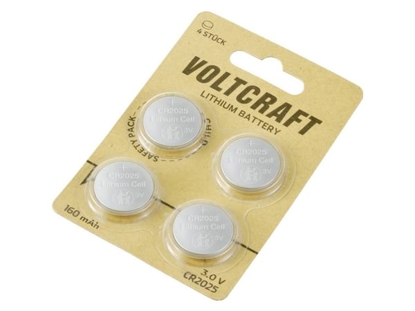 VOLTCRAFT Knapcellebatteri CR 2025 3 V 4 stk 160 mAh Litium LM2025