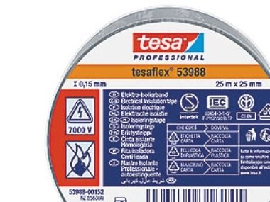 Tesa isoleringstape 25mx25mm - Tesaflex 53988 grå, VDE PVC, t/isol. & mærkning af kabler