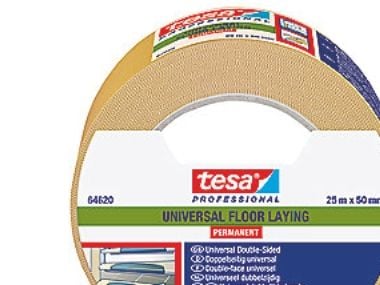 Tesa dobbeltkl. tape 25mx50mm - Tesa 64620 hvid, PP-tape m/klæber af syntetisk gummi