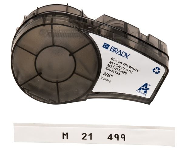 Brady B-499 - Nylonduk - matt - permanent akryllim - svart på hvitt - Rull (0,95 cm x 4,9 m) 1 rull(er) etiketter - for Brady BMP21, BMP21-LAB, BMP...