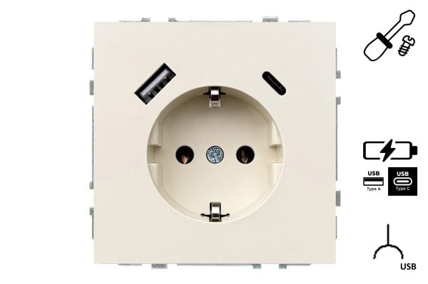 Liregus pistorasia+Usb A+C Iuk-3-01.M/Sm Moderni hiekka