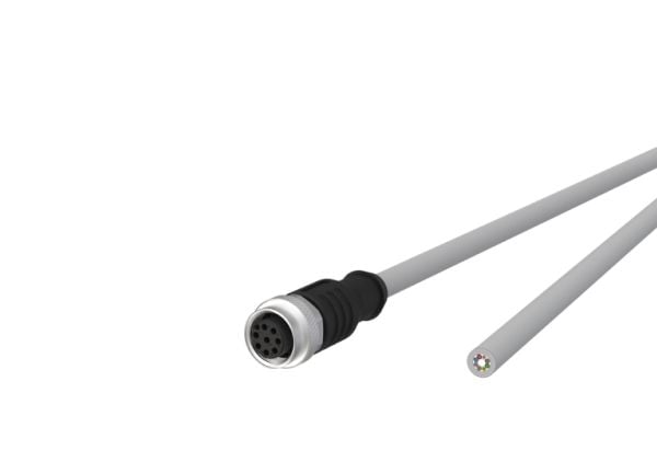 METZ CONNECT - Verkkokaapeli - 8-nastainen M12 (R) - ei liitintä - 10 m - 5,7 mm - suojaamaton - säikeistetty, A-koodattu - harmaa (142MKA20100)
