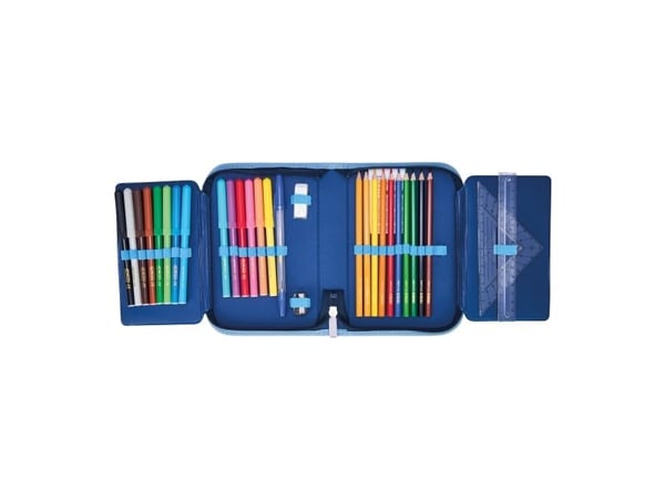 Herlitz Schüleretui 31 teilig Cosmic Explorer, 31 stykker, Blå, Lyseblå, Polyester, Bilde, 205 mm, 38 mm