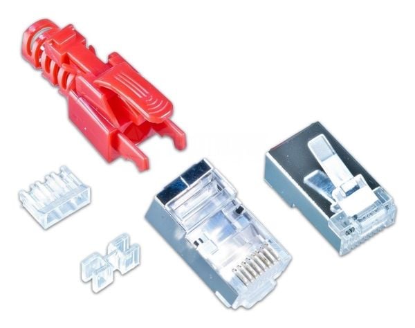 Wirewin MOD SL KAT6A STP 10 RT, RJ-45, Rød, Hankjønn, Rett, Cat6a, S/FTP (S-STP)