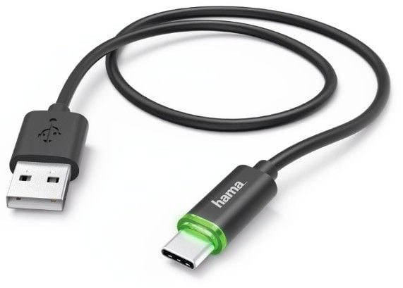 Hama Prime Line - USB-kabel - USB-C (hann) til USB (hann) - USB 2.0 - 5 V - 3 A - 1 m - formstøpt - svart