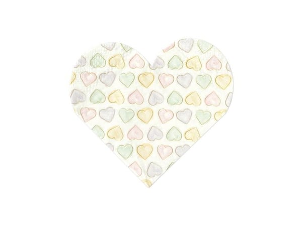 Pastellisävyiset sydänlautasliinat, 20 kpl