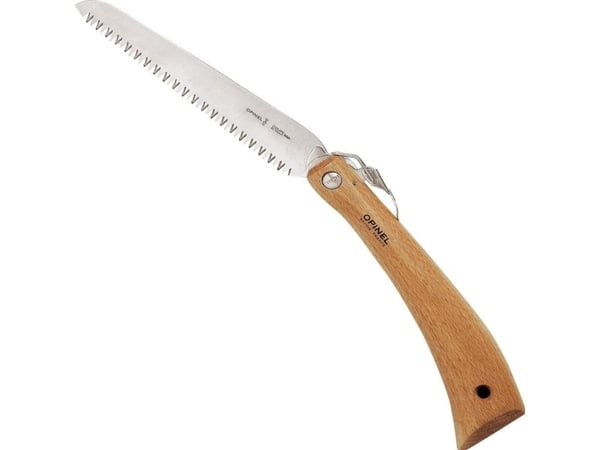 Opinel Garden N°18 - Sag - beechwood - 18 cm - small dark dashes, lysegul til rosa håndtak