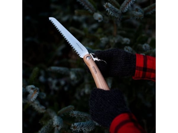 Opinel Garden N°18 - Sag - beechwood - 18 cm - small dark dashes, lysegul til rosa håndtak