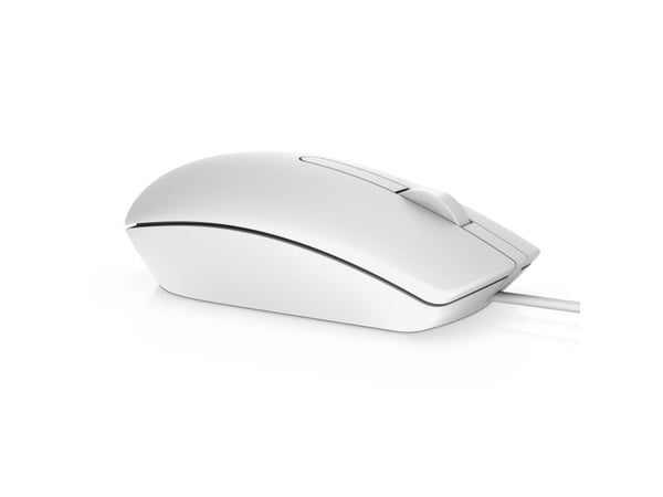 DELL MS116, Ambidextrous, Optisk, USB Type-A, 1000 DPI, Vit