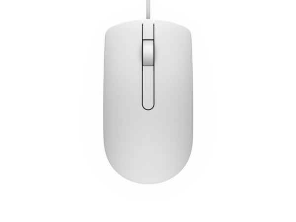 DELL MS116, Ambidextrous, Optisk, USB Type-A, 1000 DPI, Vit