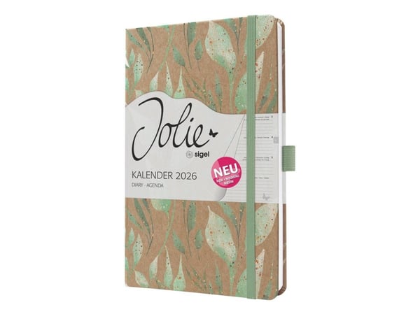 Sigel Jolie J6803, Ukentlig avtalebok, Innbundet (hardcover), 174 sider, Brun, Gull, Grønn, Mynte, A6, Papir