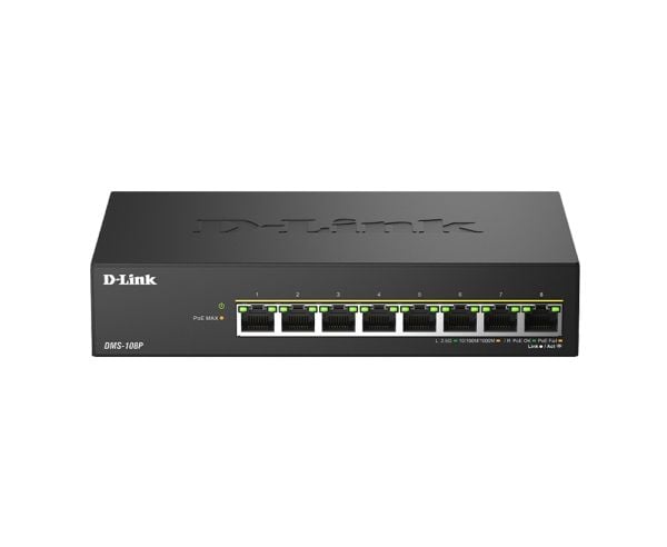 D-Link DMS-108P - Switch - ikke-styrt - 8 x 10/100/1000/2.5G - stasjonær - PoE+ (230 W)