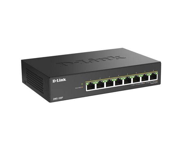 D-Link DMS-108P - Switch - ikke-styrt - 8 x 10/100/1000/2.5G - stasjonær - PoE+ (230 W)