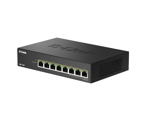 D-Link DMS-108P - Switch - ikke-styrt - 8 x 10/100/1000/2.5G - stasjonær - PoE+ (230 W)