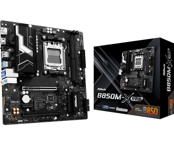 ASRock B850M-X - Hovedkort - micro ATX - Socket AM5 - AMD B850 Chipset - USB 3.2 Gen 1, USB-C 3.2 Gen 1 - 2.5 Gigabit LAN - innbygd grafikk (CPU kr...
