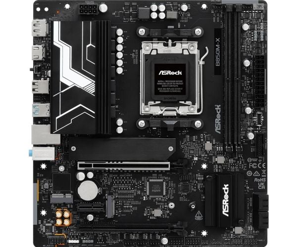 ASRock B850M-X - Hovedkort - micro ATX - Socket AM5 - AMD B850 Chipset - USB 3.2 Gen 1, USB-C 3.2 Gen 1 - 2.5 Gigabit LAN - innbygd grafikk (CPU kr...