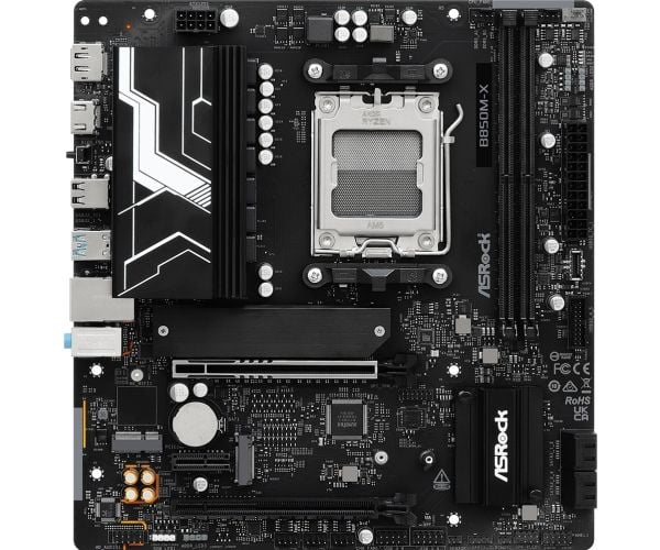 ASRock B850M-X - Hovedkort - micro ATX - Socket AM5 - AMD B850 Chipset - USB 3.2 Gen 1, USB-C 3.2 Gen 1 - 2.5 Gigabit LAN - innbygd grafikk (CPU kr...