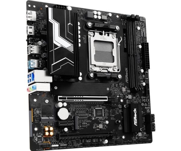 ASRock B850M-X - Hovedkort - micro ATX - Socket AM5 - AMD B850 Chipset - USB 3.2 Gen 1, USB-C 3.2 Gen 1 - 2.5 Gigabit LAN - innbygd grafikk (CPU kr...