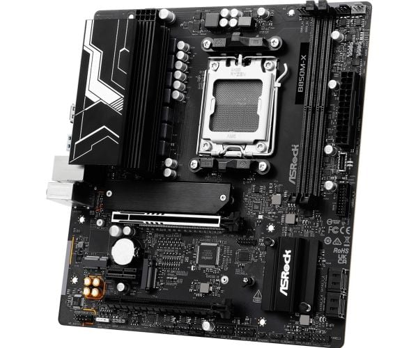 ASRock B850M-X - Hovedkort - micro ATX - Socket AM5 - AMD B850 Chipset - USB 3.2 Gen 1, USB-C 3.2 Gen 1 - 2.5 Gigabit LAN - innbygd grafikk (CPU kr...
