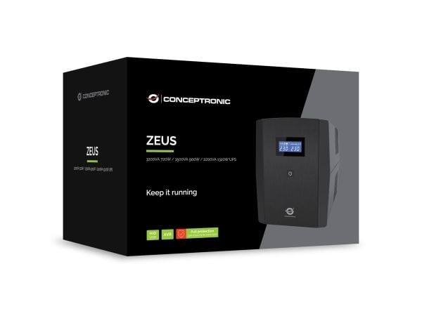 Conceptronic ZEUS04G, Linje-Interactive, 2,2 kVA, 1320 W, 220 V, 240 V, 220 V