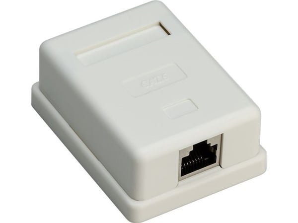 goobay - Pinta-asennettava verkkolaatikko - seinäasennettava - CAT 6 - STP - RJ-45 - valkoinen