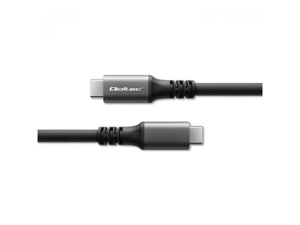 Qoltec - USB-kabel - USB-C (hann) til USB-C (hann) - Thunderbolt 3 / Thunderbolt 4 - 5 A - 1 m - Ultra Fast Charging (240W) - svart