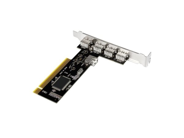 LogiLink USB 2.0 PCI Kart, 4 + 1 port, VIA Chipsatz med ?berspannungsbeskyttelse, 32 Bit 33 Mhz PCI Bus, 4 x USB-A (PC0028)